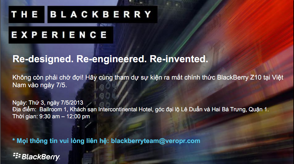 BlackBerry Z10 ra mắt chính thức tại Việt Nam vào ngày 7/5